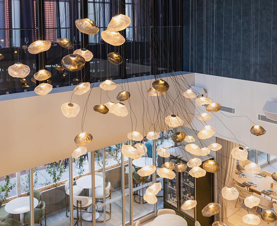 Bocci’s jellyfish bloom at Blowfish Ocean Grill-Space Furniture AU
