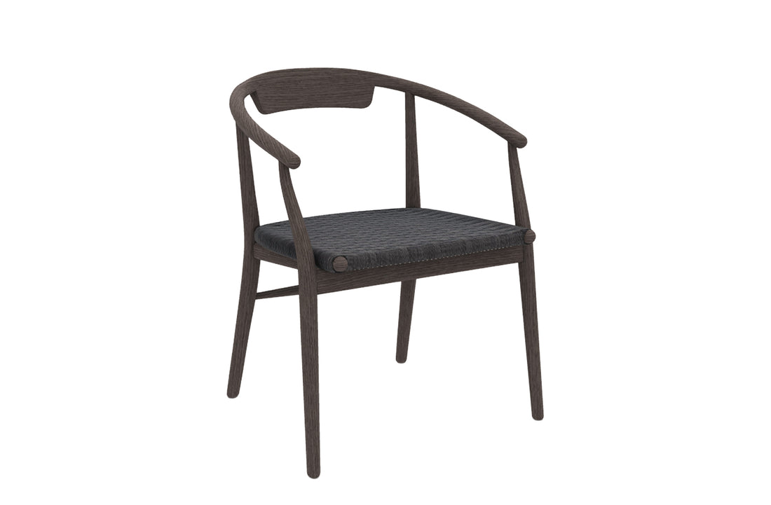 Chair without Backrest / Black Cellulose Rope Interlacing / Grey Oak