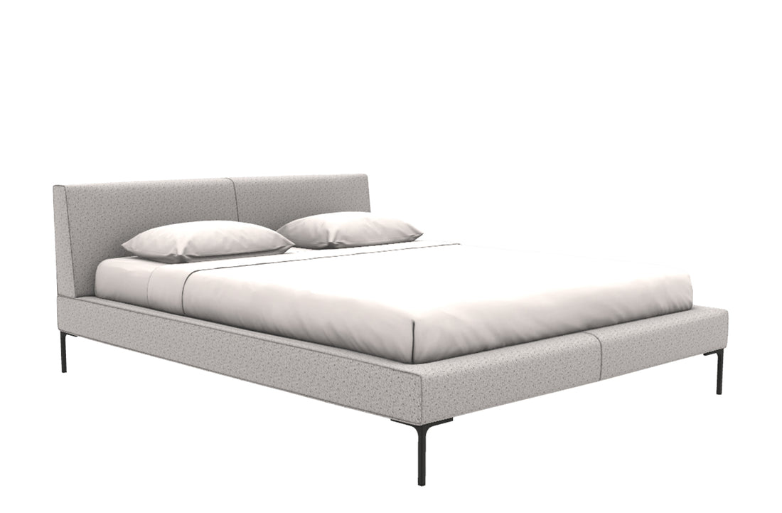 Bed with 4 Feet for Mattress 160x200cm (Sold Separately) / SAMBUCO White Fabric / Bronzed Nickel Painted
