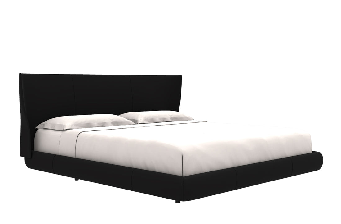 Bed for Mattress 180x200cm (Sold Separately) / Black Embossed Thick Leather