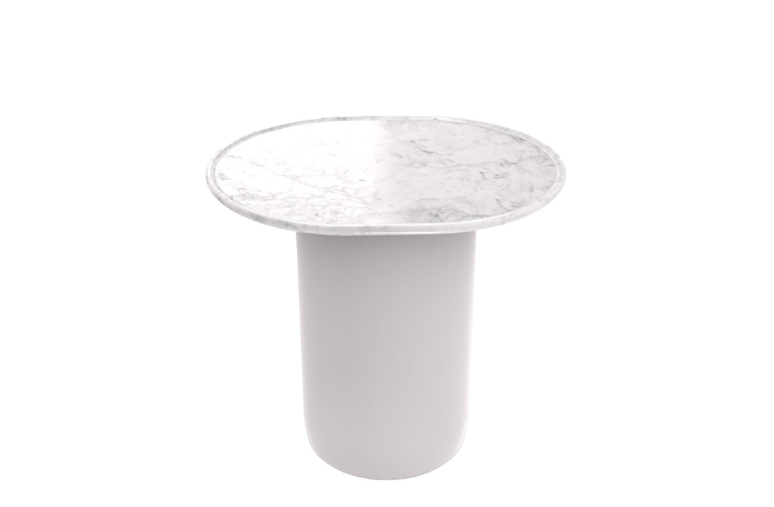 Oval 54 cm / Natural Carrara White Marble / White Painted
