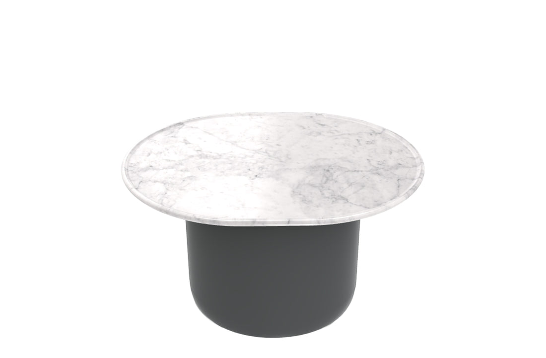 Oval 66 cm / Natural Carrara White Marble / Anthracite Painted