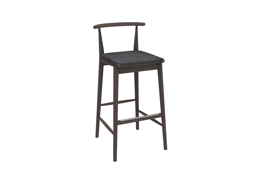 High Stool / Grey Oak / Black Cellulose Rope Interlacing