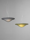 The Aurora Bella light by Philippe Starck for Kartell is a suspension lamp that spreads adiffused light, enveloping the room in 'a soft, luminous embrace'. Photo c/o Kartell.
