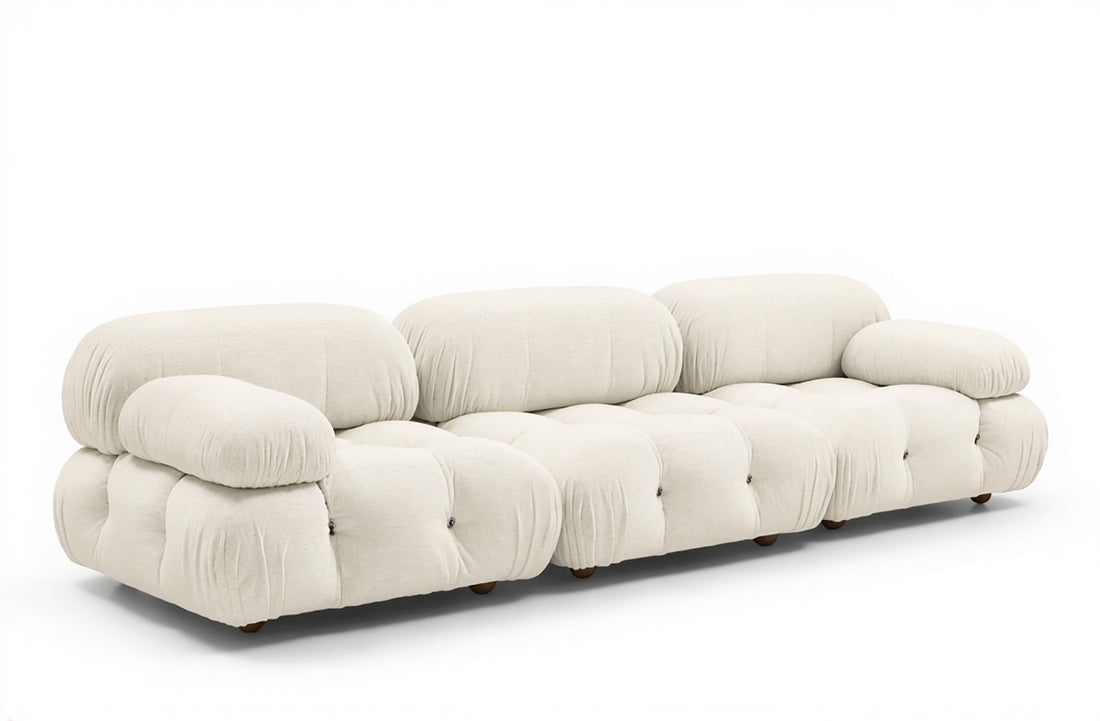Sofa 288x96x67 cm without Rectangular Ottoman 96x66x40 cm with Low Feet / BELLINI Cream White Exclusive Edition Fabric