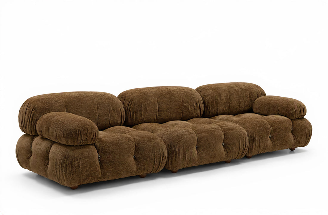 Sofa 288x96x67 cm without Rectangular Ottoman 96x66x40 cm with Low Feet / BELLINI Rust Exclusive Edition Fabric