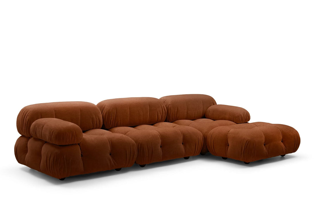 Sofa 288x96x67 cm and Rectangular Ottoman 96x66x40 cm with Low Feet / BELLINI Burnt Exclusive Edition Fabric
