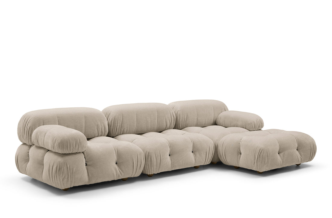 Sofa 288x96x67 cm and Rectangular Ottoman 96x66x40 cm with Low Feet / BELLINI Chalk White Exclusive Edition Fabric