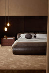 P26 bed by Marco Boga with the Sunset Comodino by Studiopepe. Photo c/o Gallotti&Radice.
