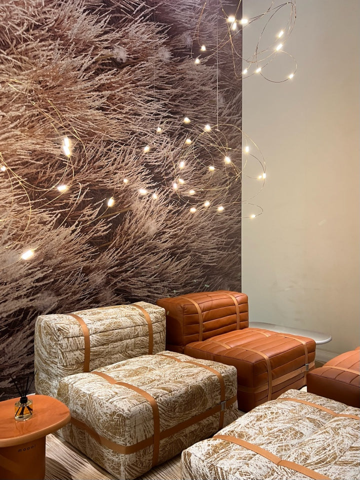 Moooi's Haybale lounge chair and footstool was designed by Nicholas Baker and draws on the designer's rural memories. Photo c/o Space.

