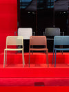 The Kartell Audrey chair by Philippe Starck for Kartell, here and below/right, in all its new colours. Photo c/o Kartell.
