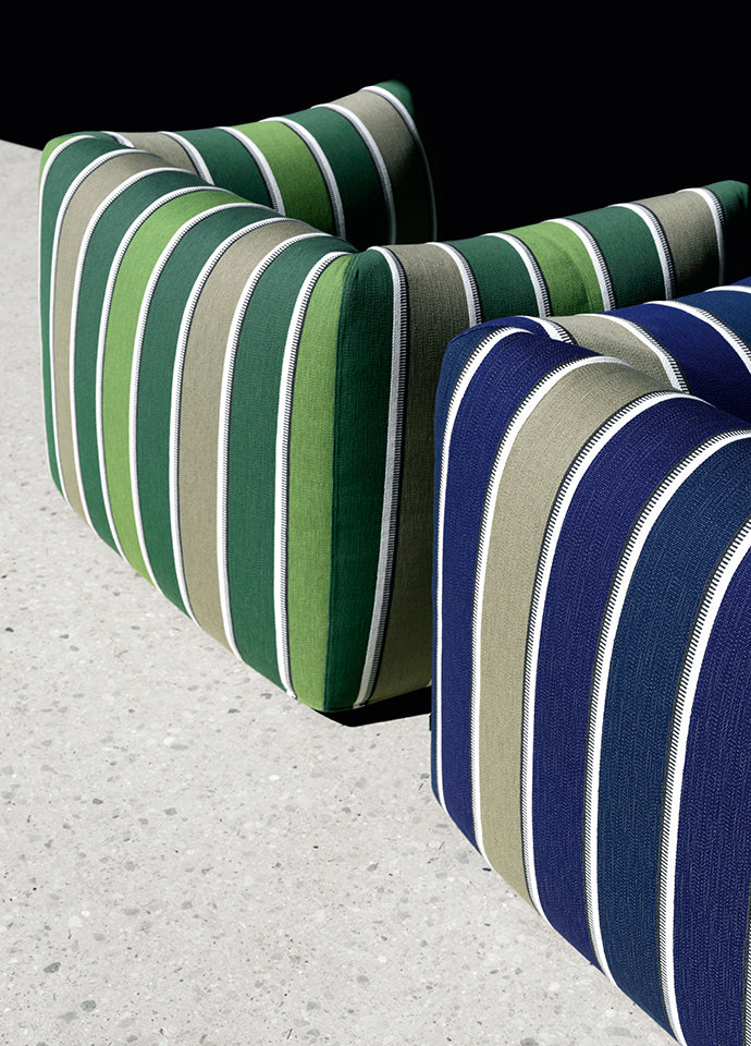 The colourful upholstery of La Bambola in detail. Photograph © Tommaso Sartori c/o B&B Italia.
