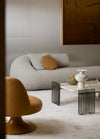 Evolis sofa by Martina and Massimo Castagna with the Choupette swivel armchair and Mirage Marble table by Studiopepe. Photo c/o Gallotti&Radice.
