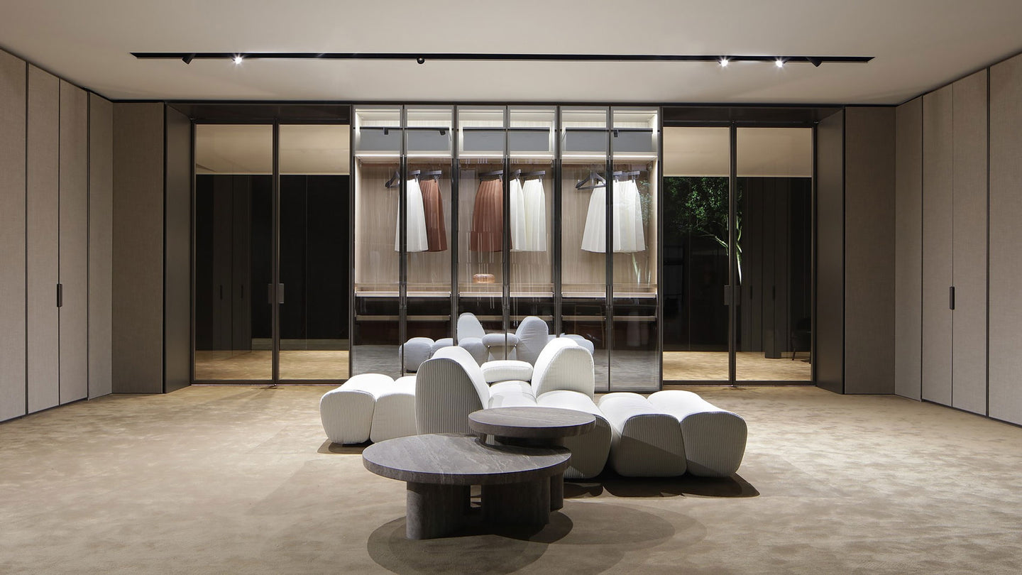 Ernest sofa and Senzafine Wardrobe System
