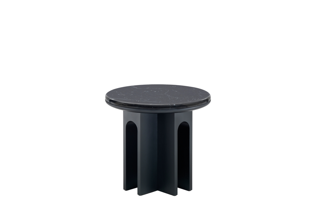 Ø50x44 cm / Black Marquinia Marble / Black Lacquered