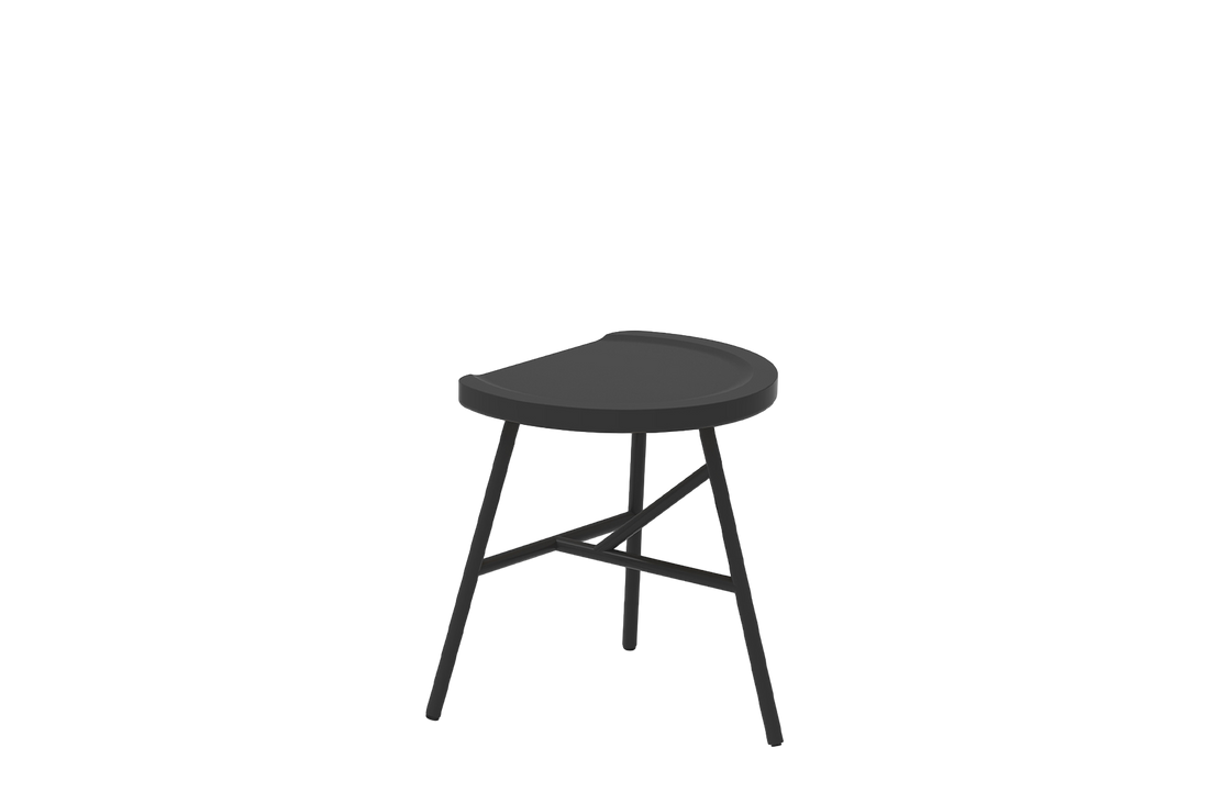 Black lacquered metal and Black lacquered ashwood seat