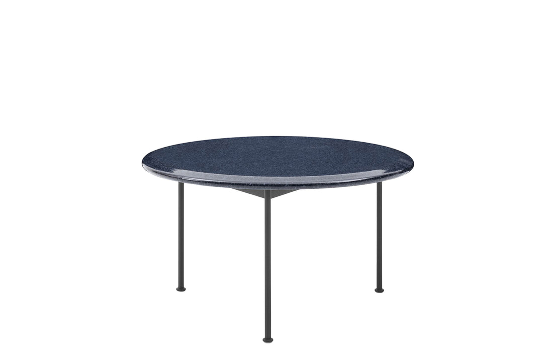 Round Small Table 62.5 cm / Ocean Blue Enamelled Lava Stone / Anthracite Painted
