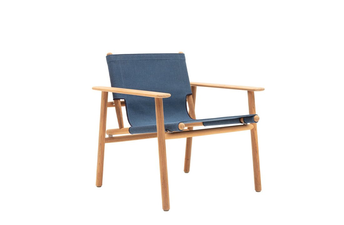 LAMAR Sea Blue Fabric / Natural Teakwood / Stainless Steel