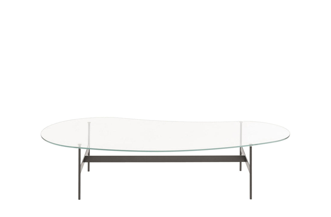 Shaped Top 140 cm / Transparent Extra Light Glass / Pewter Painted