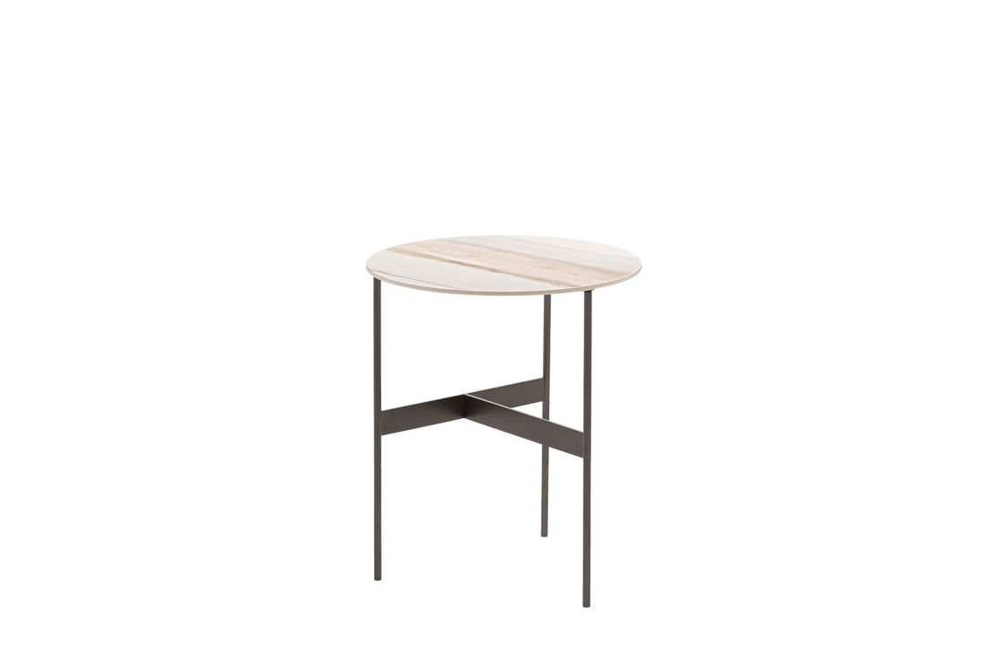 Round Top 42 cm / Calacatta White Porcelain Stoneware / Pewter Painted