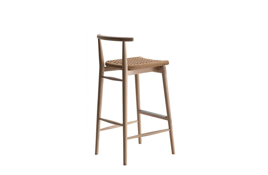 High Stool / Brushed Light Oak / Natural Cellulose Rope Interlacing