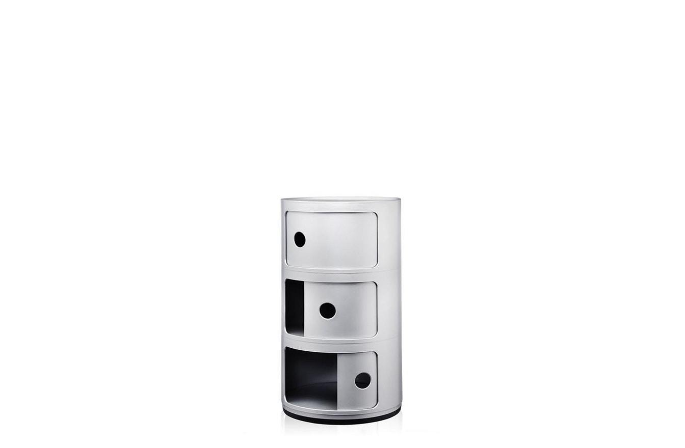 Componibili Recycled 3 Round Storage Unit - Silver-Kartell-Space Furniture AU
