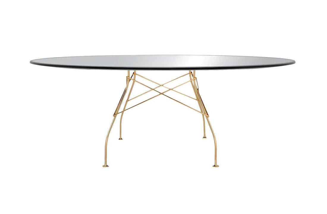 Gold / Polyester Black with Glass Top