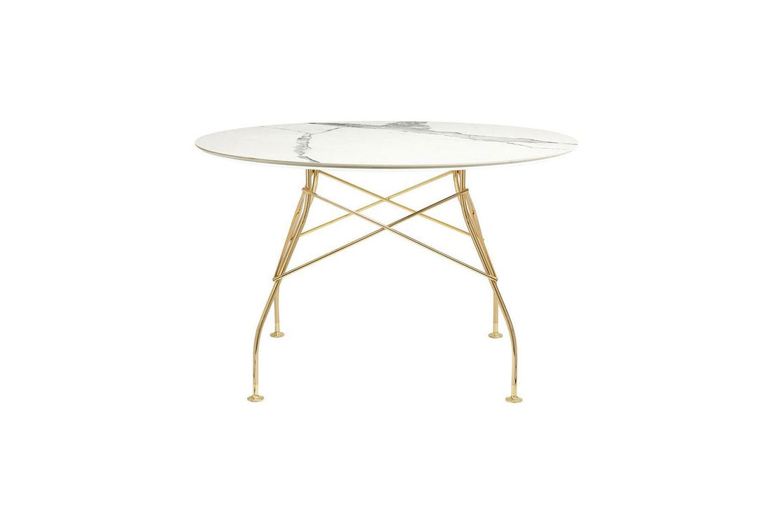 Gold / White Stoneware with Marble Finish