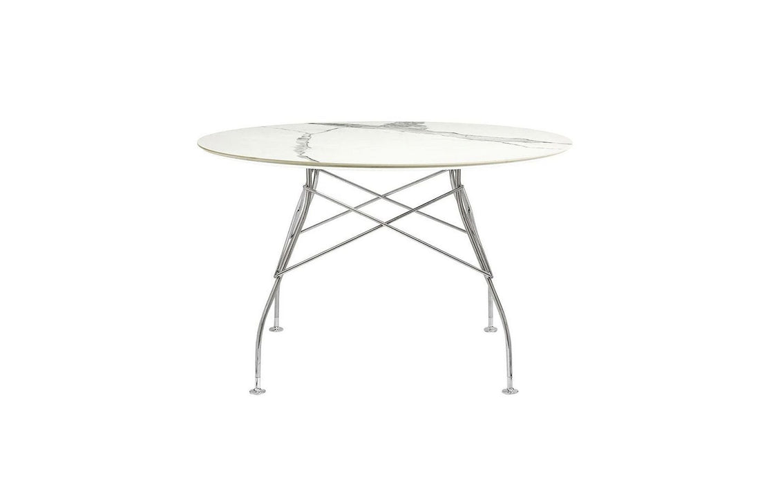 Chrome / White Stoneware with Marble Finish