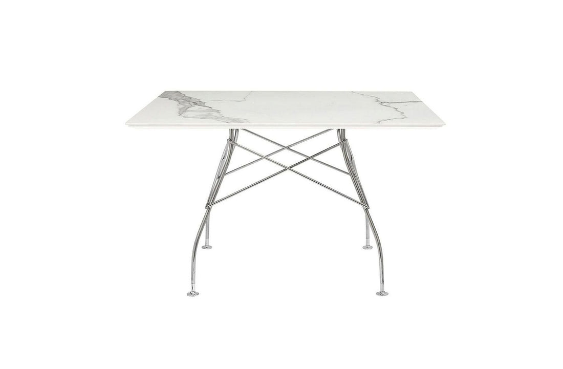 Chrome / White Stoneware with Marble Finish